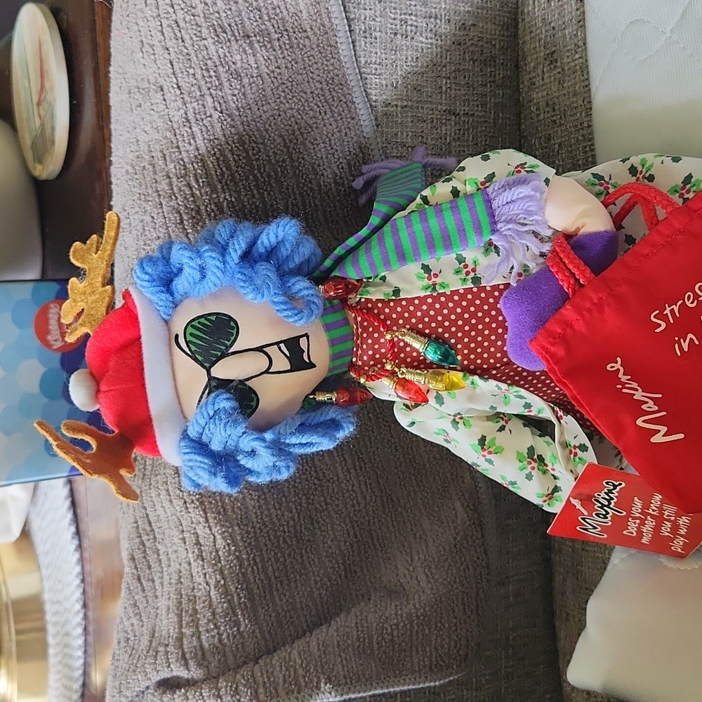 Maxine By Hallmark Christmas Stuffed Doll Stressed In Holiday Style NWT